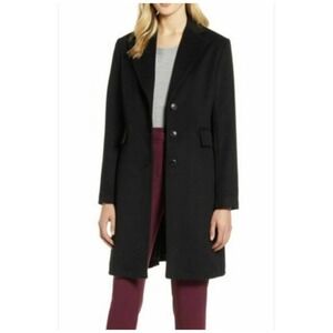 Halogen Single Breasted Topper Pea Coat Black Size 4 NWOT